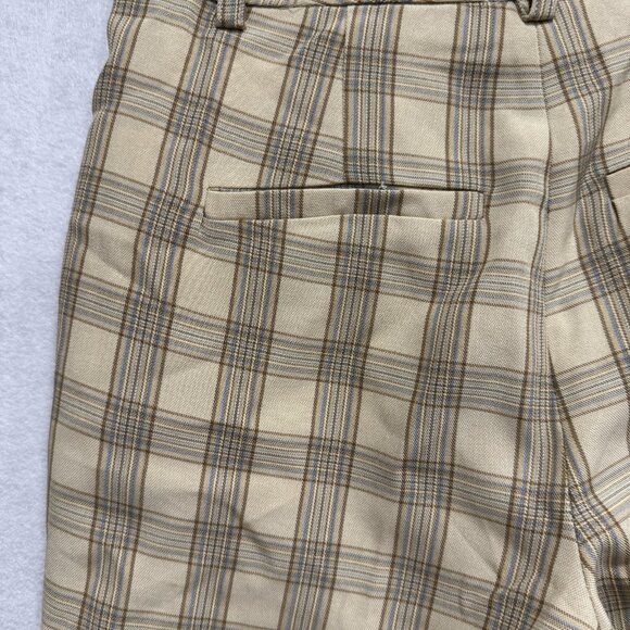 Bohme Pants Womens XS Beige Plaid Trousers Stretch Slim Fit Flat Front Dress - Picture 6 of 12